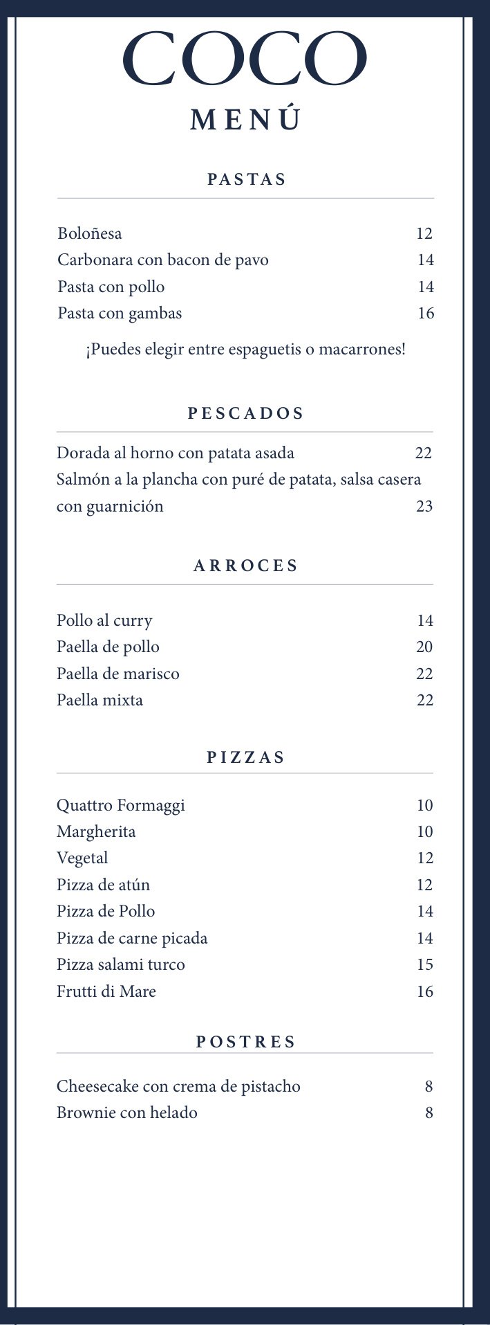 COCO Menu Page 2