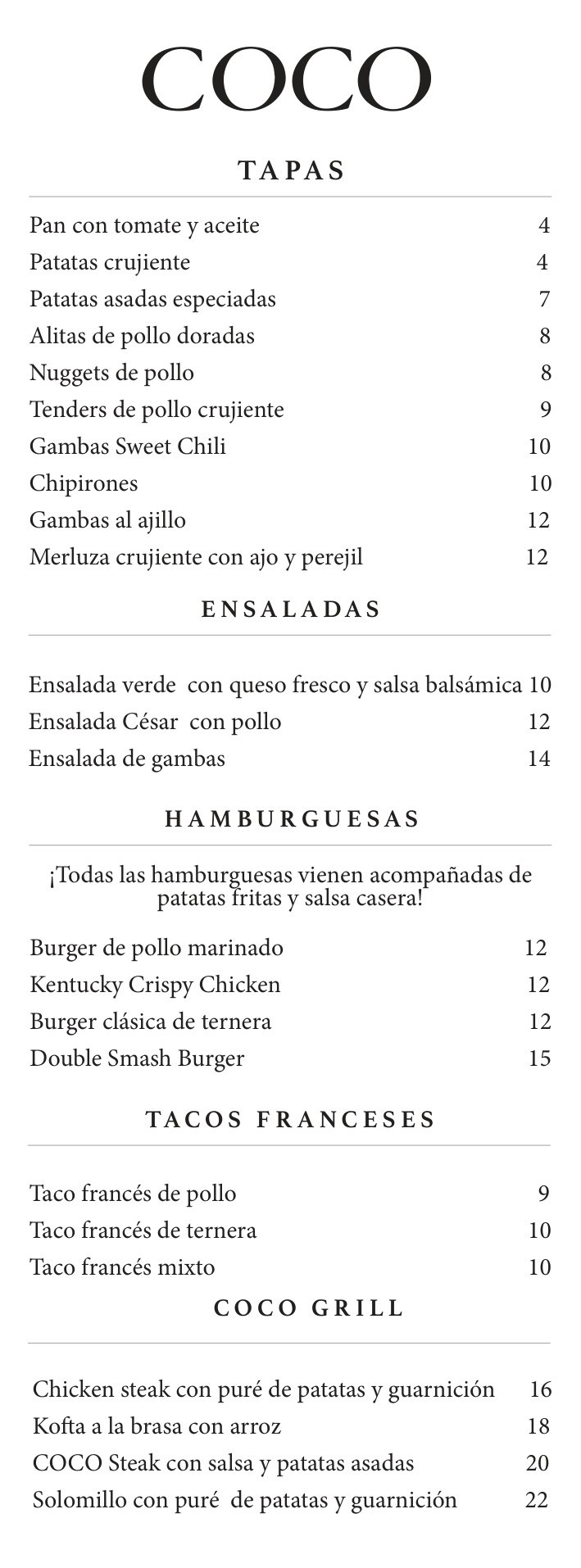 COCO Menu Page 3
