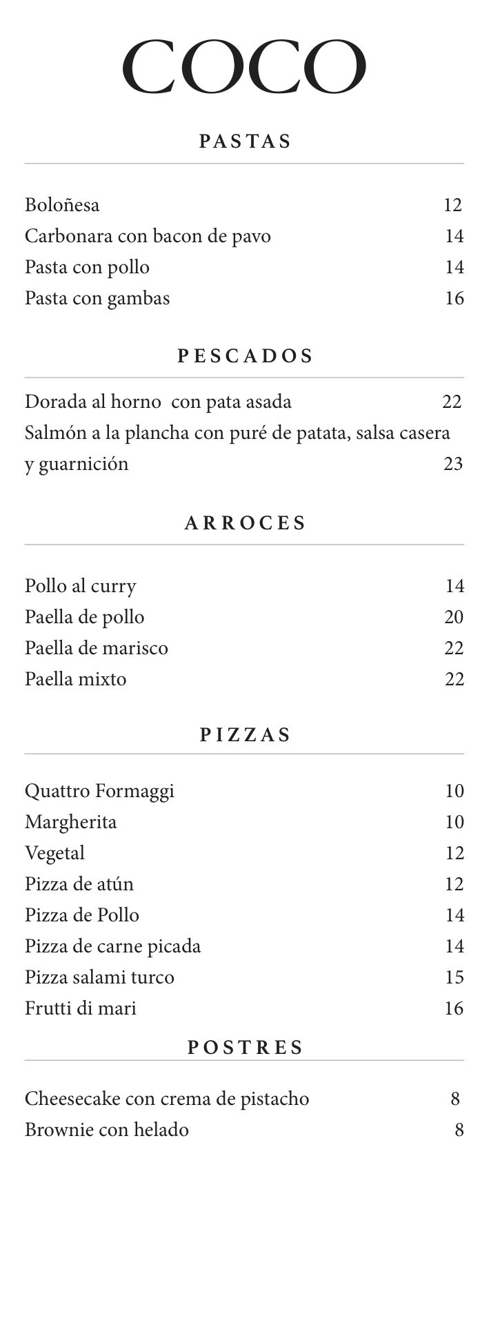 COCO Menu Page 3